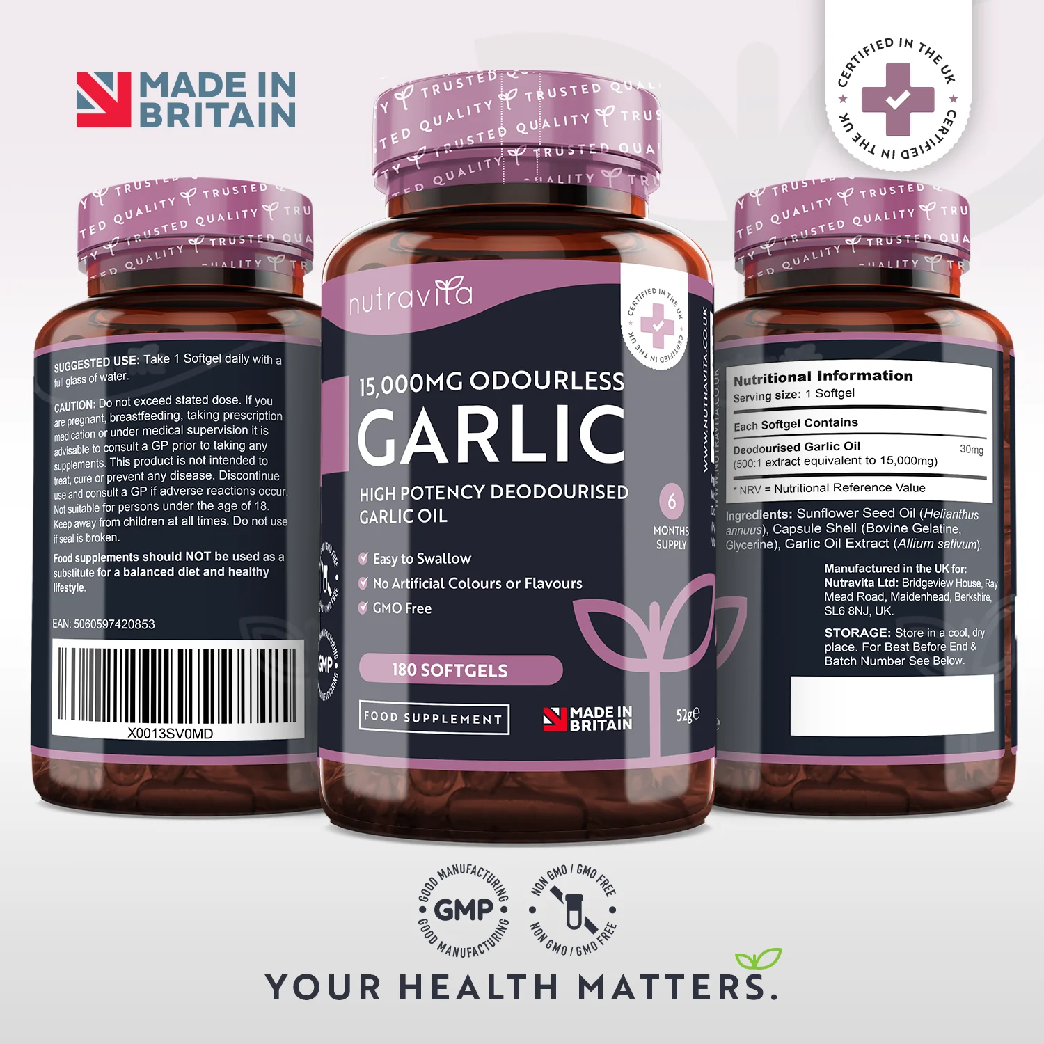 Garlic 180 Soft Gel Capsules - Image 4