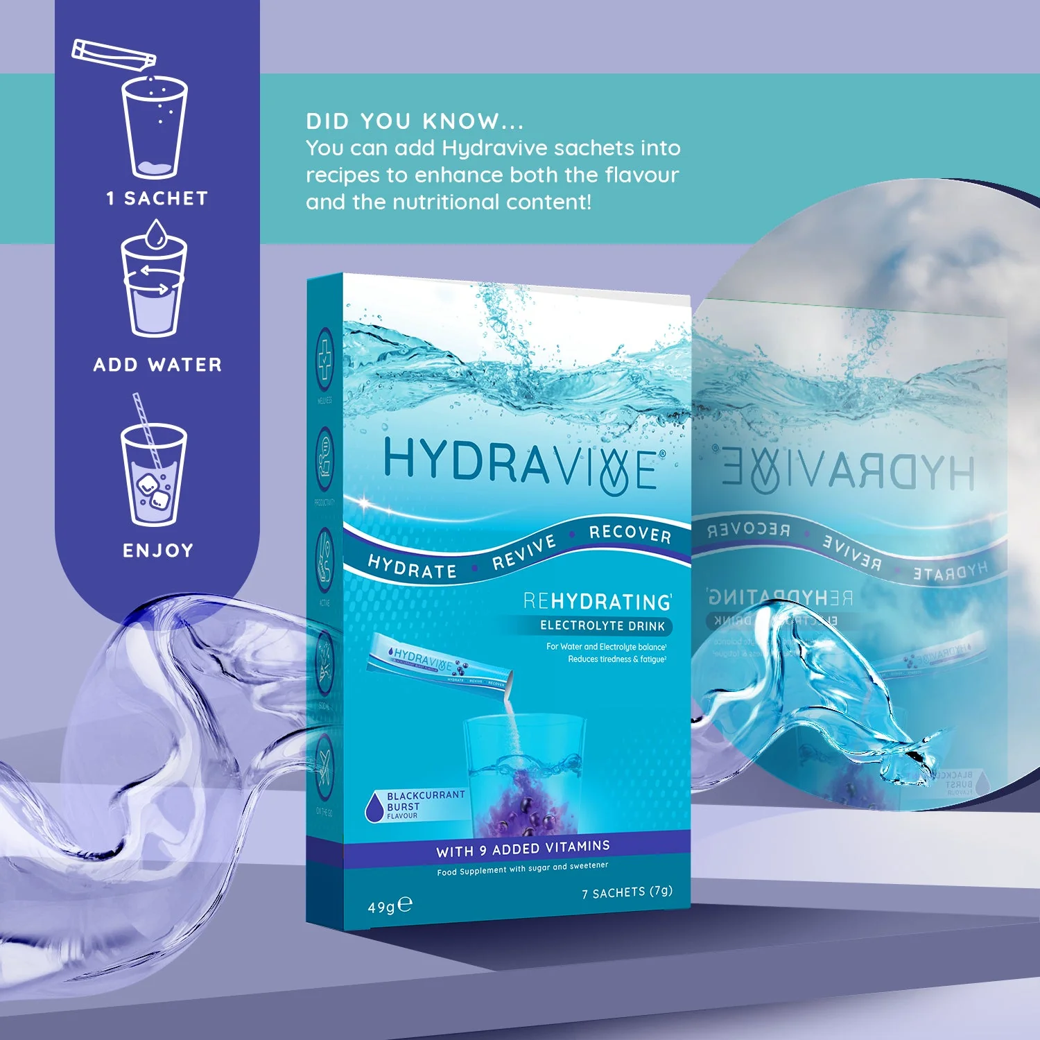 Hydravive Rapid Rehydration Electrolytes Powder - 21 Pack Blackcurrant - Image 6