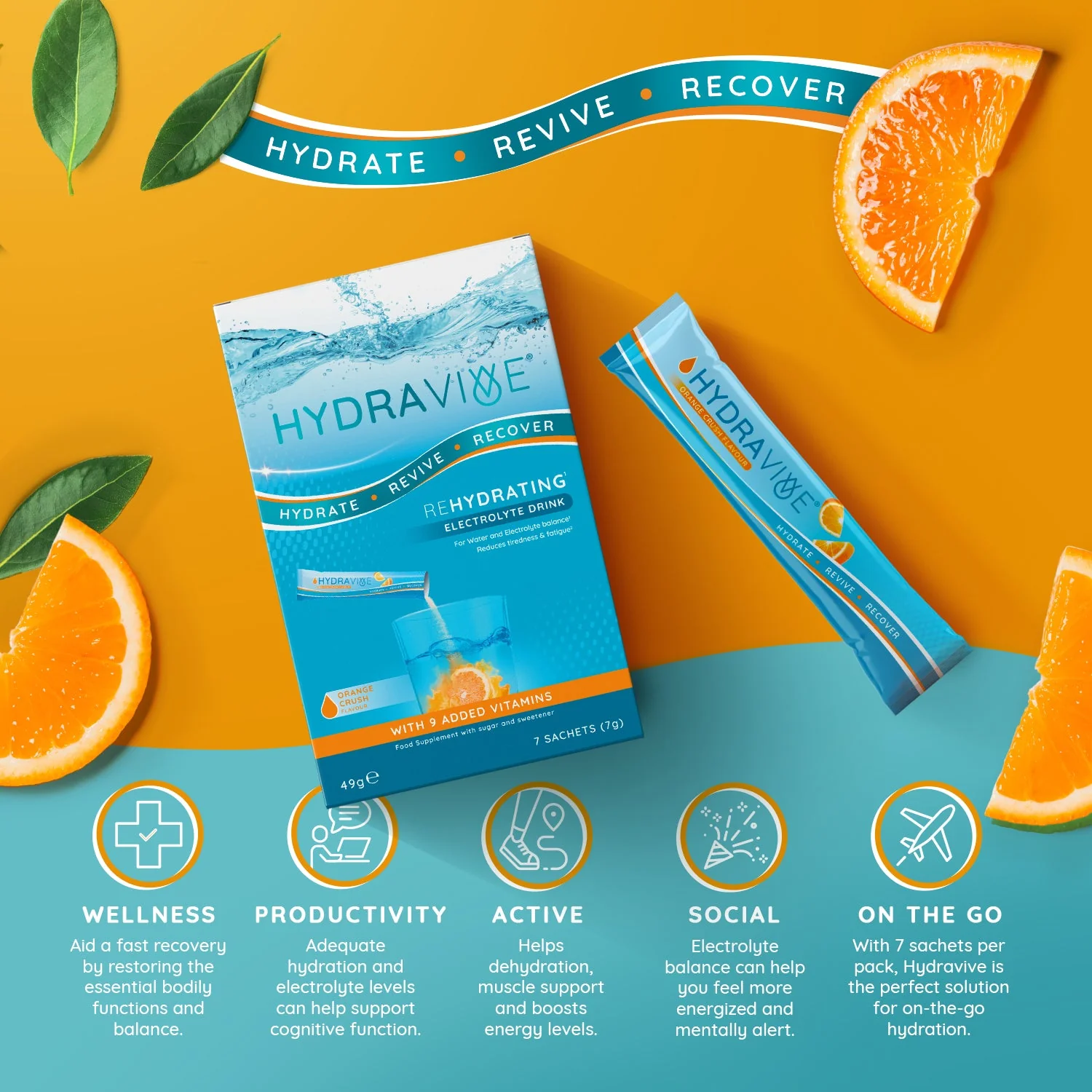 Hydravive Rapid Rehydration Electrolytes Powder - 21 Pack Orange - Image 4