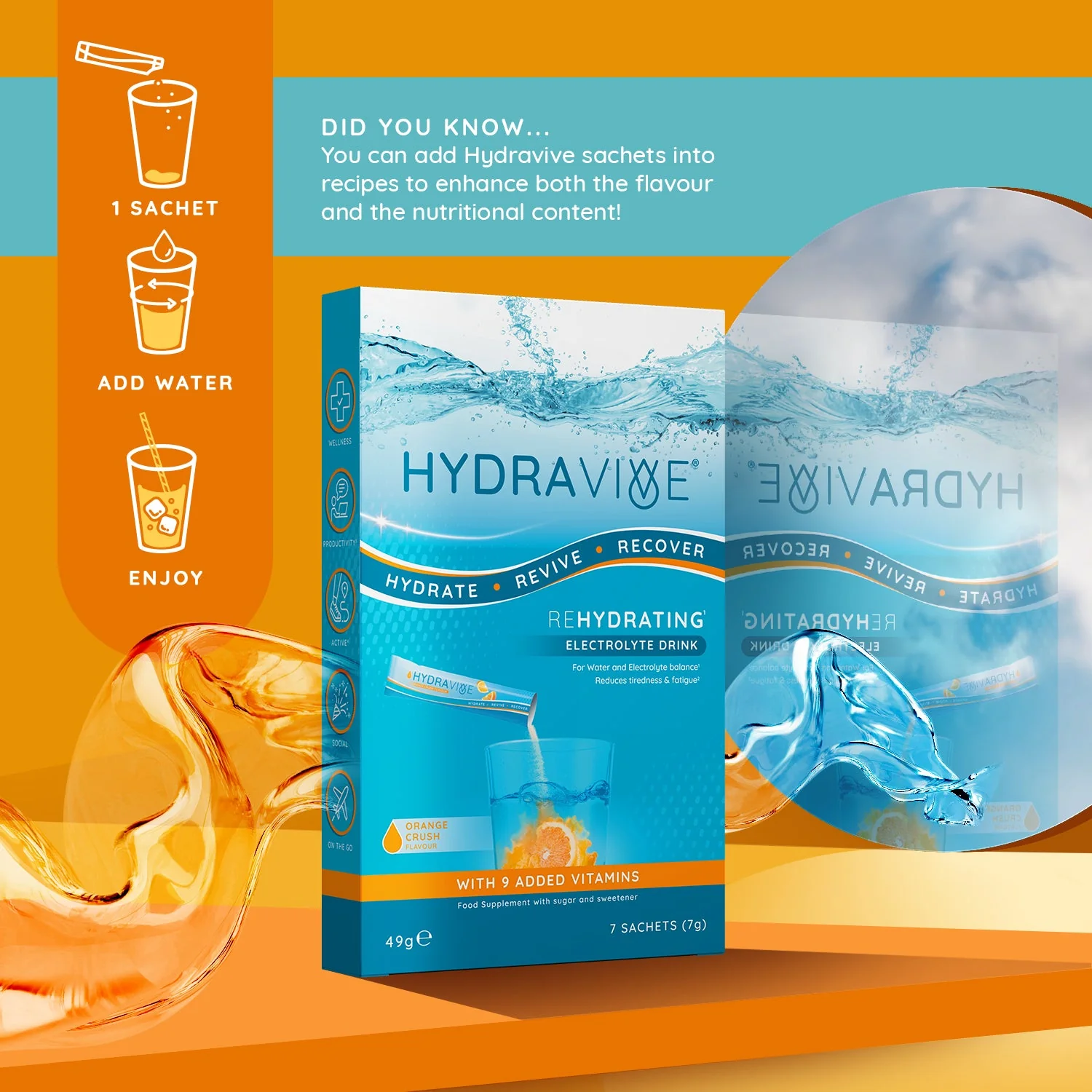 Hydravive Rapid Rehydration Electrolytes Powder - 21 Pack Orange - Image 6