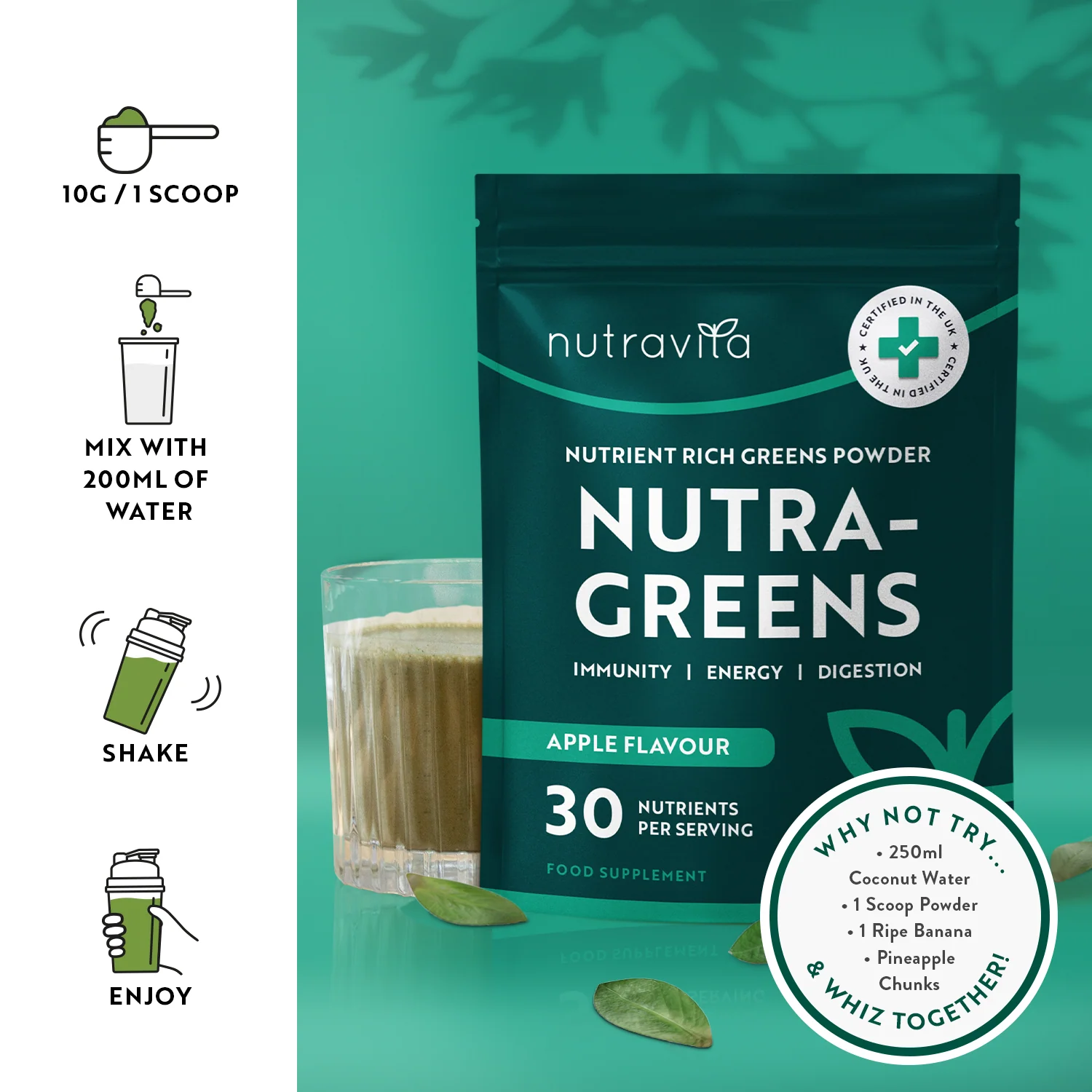 Nutra Greens Blend Powder Complex - Natural Apple - Image 4