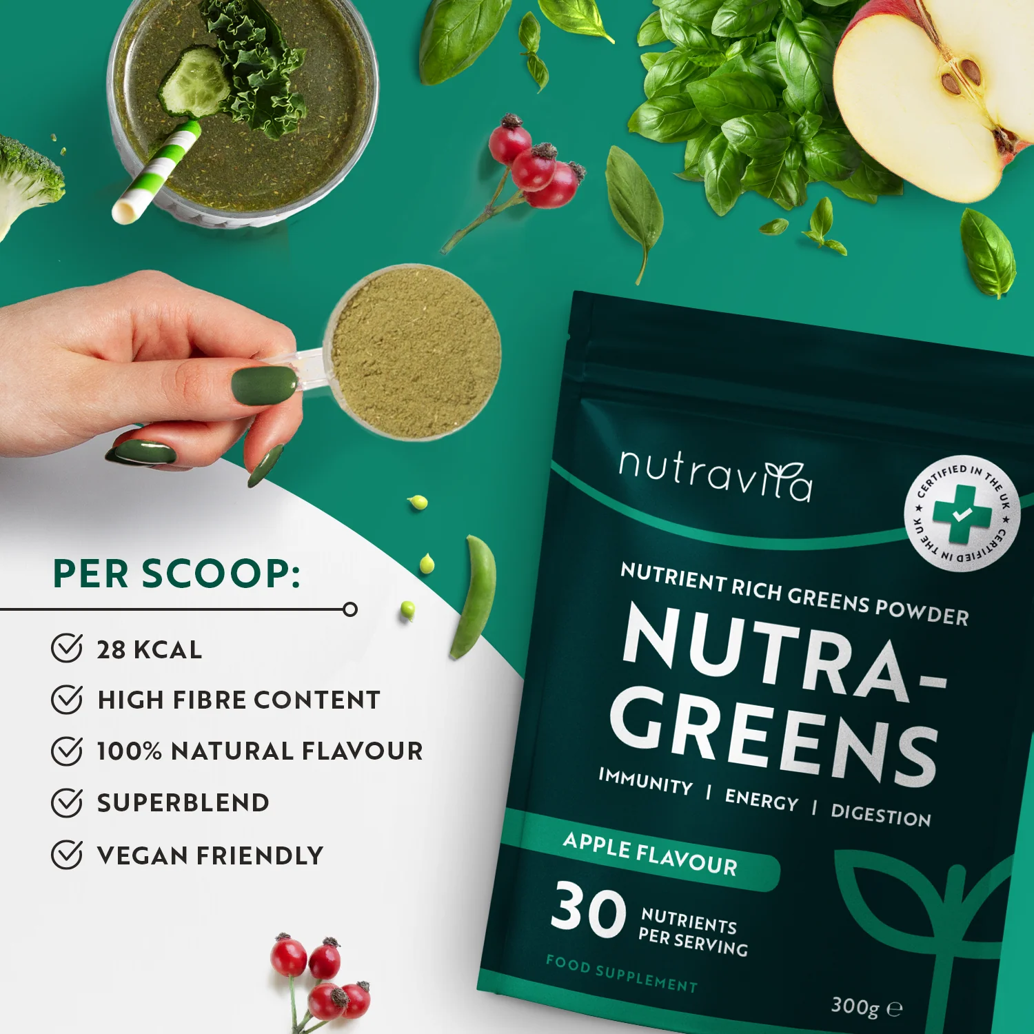 Nutra Greens Blend Powder Complex - Natural Apple - Image 5
