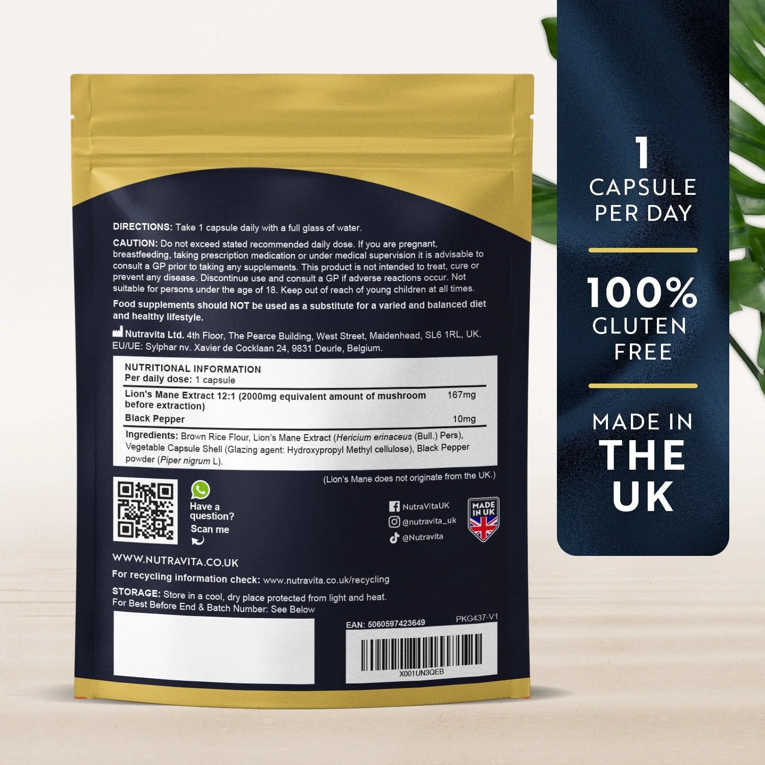 Organic Lions Mane 365 Vegan Capsules - Image 3