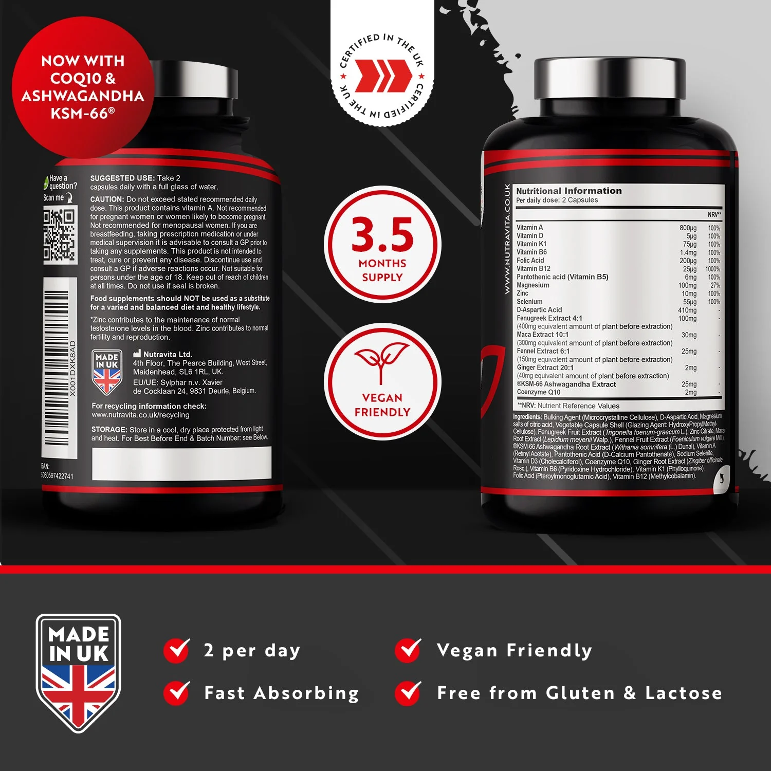 TESTOMAX 2.0 Supplements for Men 210 Vegan Capsules with Ashwagandha KS - Image 4