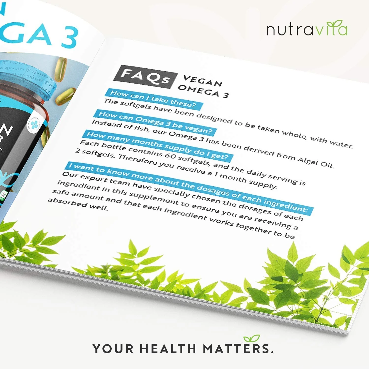 Vegan Omega 3 with 600mg DHA & 300mg EPA - Image 5